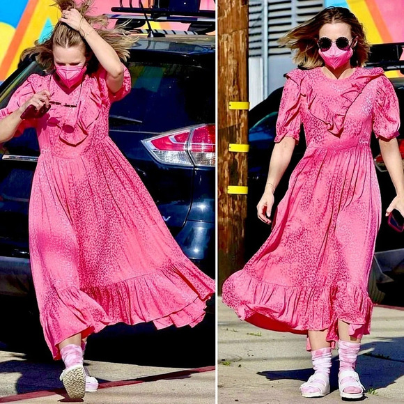 Batsheva Silk May Nap Dress Ruffled Midi Prairie 0 XS Rare - Picture 2 of 10